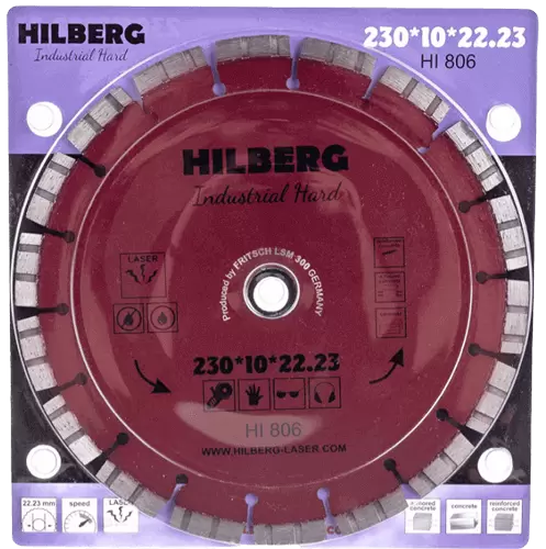 Алмазный диск по железобетону 230*22.23*10*3.2мм Industrial Hard Laser Hilberg HI806 - интернет-магазин «Стронг Инструмент» город Казань