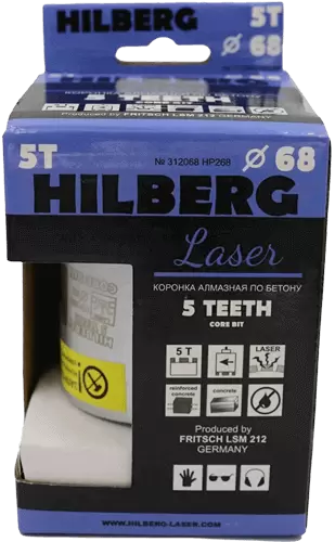 Коронка алмазная по армированному бетону SDS-Plus 68 мм Hilberg Laser 5 Teeth HP268 - интернет-магазин «Стронг Инструмент» город Казань
