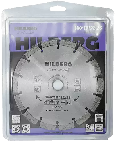 Алмазный диск по железобетону 180*22.23*10*2.4мм Hard Materials Laser Hilberg HM104 - интернет-магазин «Стронг Инструмент» город Казань