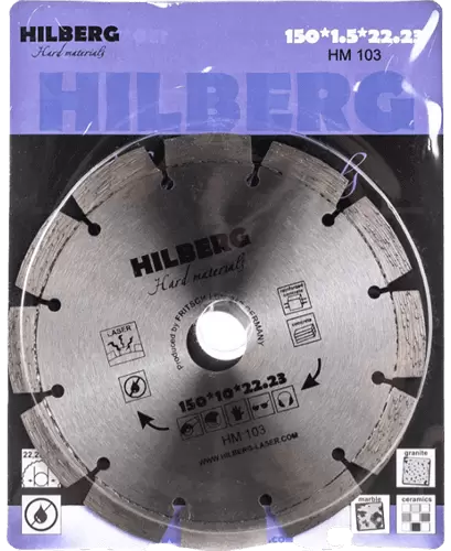 Алмазный диск по железобетону 150*22.23*10*2.3мм Hard Materials Laser Hilberg HM103 - интернет-магазин «Стронг Инструмент» город Казань