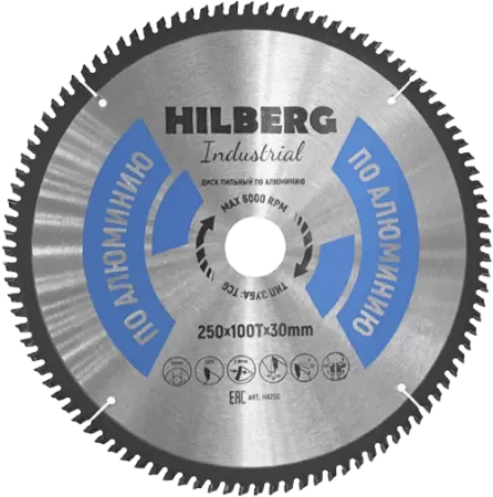 Пильный диск по алюминию 250*30*Т100 Industrial Hilberg HA250 - интернет-магазин «Стронг Инструмент» город Казань