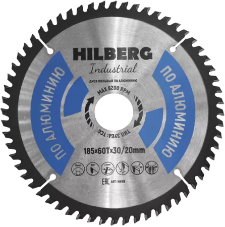 Пильный диск по алюминию 185*30/20*Т60 Industrial Hilberg HA185 - интернет-магазин «Стронг Инструмент» город Казань