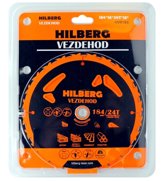 Универсальный пильный диск 184*16*24Т (reverse) Vezdehod Hilberg HVR184 - интернет-магазин «Стронг Инструмент» город Казань
