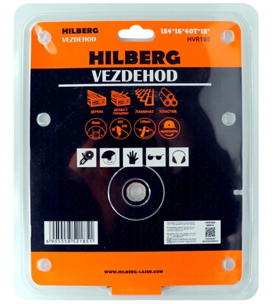 Универсальный пильный диск 184*16*40Т (reverse) Vezdehod Hilberg HVR185 - интернет-магазин «Стронг Инструмент» город Казань